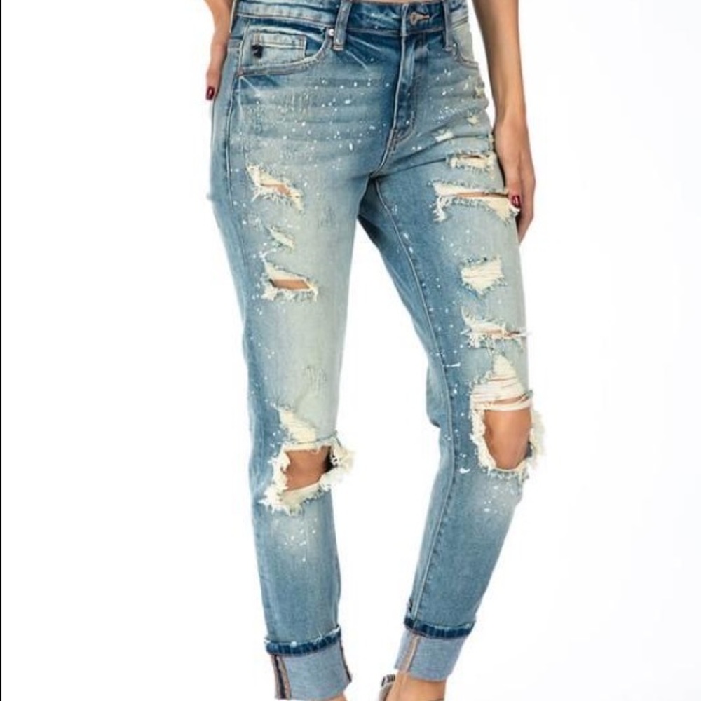 KanCan paint splatter jeans